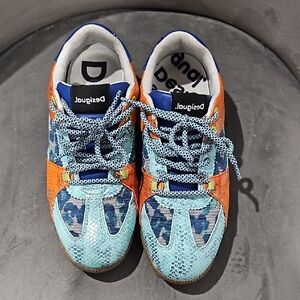 Desigual Orange and Blue Women's Sneakers